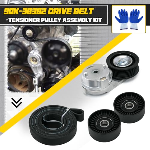 38382 Drive Belt Tensioner Pulley and Serpentine Belt Assembly Kit Fit for Dodge Ram 1500/2500/3500 5.7L V8 2003-2008 Replace # 53032130AA 53032130AC 38058 7PK2570 - size: 90K-38382