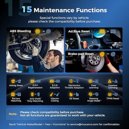 MUCAR 632 AI Bidirectional Scan Tool, 15 Reset Services ABS/ADBLUE/SRS/BMS/EPB/ETS/INJEC/Oil/SAS/TPMS OBD2 Diagnostic Scanner for 4 System, Active Test, AutoAuth, CANFD, AutoVIN, Lifetime Free Update