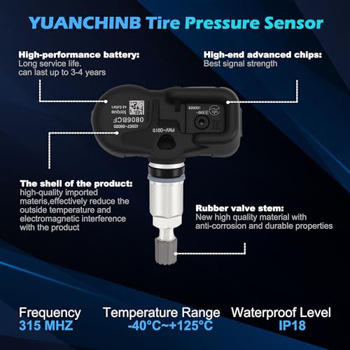 TPMS Sensor Tire Pressure Sensor 42607-06020 315MHz 4PCS Fit for Toyota - color: 42607-06020