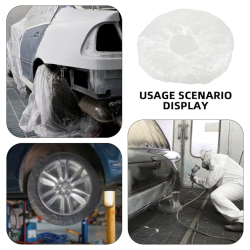 iplusmile 10Pack Clear Disposable Tire Covers with Elastic Band - Universal Plastic Wheel Protectors for RV, Truck, Trailer - Transparent Tire Rim Sleeves for Auto Painting, Maintenance & Storage