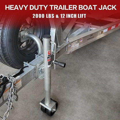 TYT 2000 lbs Boat Trailer Jack with Wheel, Heavy Duty Marine Swivel Trailer Jack with 6 Inch Dual Wheels, 12 inches Lift, Zinc-Plated Finish for Boat, RV, Trailer, Camper