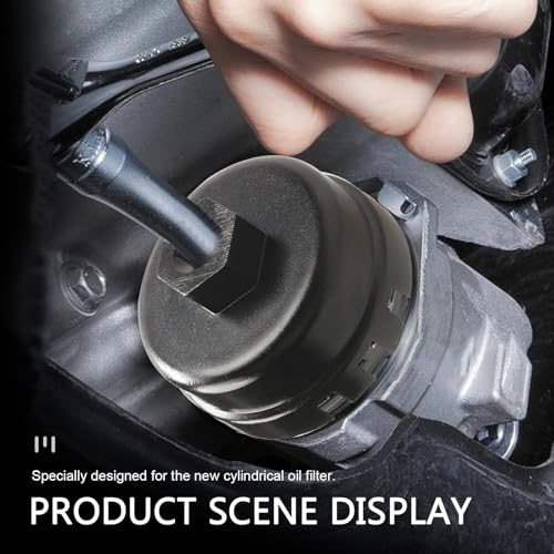 Oil Filter Wrench, Oil Filter Removal Tool, 64mm 14 Flute Oil Filters Wrench, Fits 2.5-5.7L Engine with Cartridge Style, for 4 Runner, RAV4, Highlander (Black)
