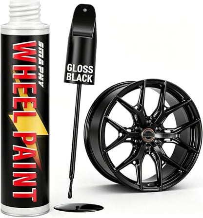 Gloss Black Rim Touch Up Paint, Rim Paint for Curb Rash & Scratch, Car Rim Curb Rash Repair Kit for Alloy, Enamel, Metal, Universal Black Automotive Touch Up Paint Pen (1 fl oz) - color: Gloss Black