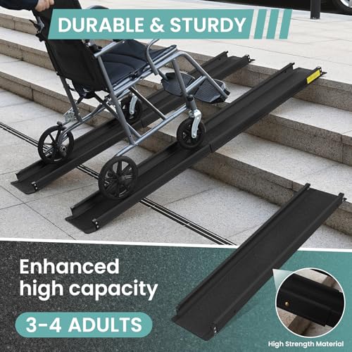 Wheelchair ramp 6FT, Lightweight, Retractable and Portable, can be Used for Wheelchair ramps, Comes with a Handbag-Black - size: 6FT