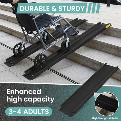 Wheelchair ramp 6FT, Lightweight, Retractable and Portable, can be Used for Wheelchair ramps, Comes with a Handbag-Black - size: 6FT
