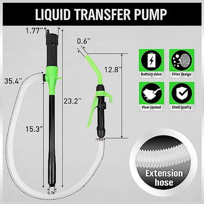 SWANLAKE Portable Battery Powered Fuel Transfer Pump, 2.4 GPM Liquid Transfer Pump for Gasoline, Siphon Pumps for Gas Can, Tank, Water-Transfer