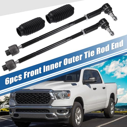 X AUTOHAUX 6pcs Front Inner Outer Tie Rod Ends Kit Suspension Steering Tie Rod End for Dodge for Ram 1500 2006-2010 for Ram 1500 2011-2012 Drag Link No.ES80574/EV800098