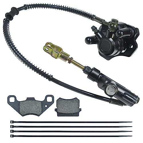HOLATO Rear Disc Brake Master Cylinder Caliper Assembly with Brake Pads for 50cc 70cc 90cc 110cc 125cc Tao Tao 110 Coolster 3050HD 3050C Peace Motorsports Apache Four Wheeler Quad ATV Parts Heavy duty
