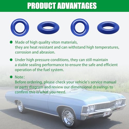 JA&MIU 50 PCS Fuel Injector O-Ring Set, Blue Viton (7.52mm X 3.53 mm) - size: Bule - 50
