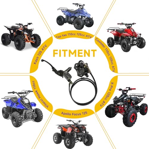 HIAORS Left Hydraulic Disc Brake Master Cylinder Caliper Assembly Replacement for 50cc 70cc 90cc 110cc 125cc Taotao Coolster ATV Sunl Roketa NST Vitacci Peace Coolsports Quad 4 Wheeler Mini Bike Parts