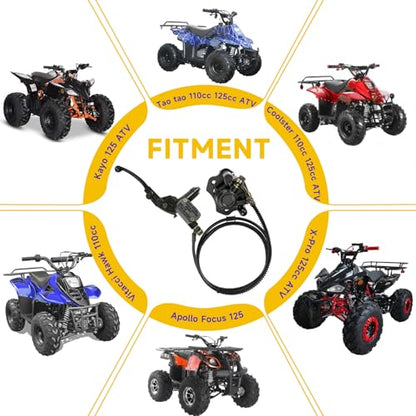HIAORS Left Hydraulic Disc Brake Master Cylinder Caliper Assembly Replacement for 50cc 70cc 90cc 110cc 125cc Taotao Coolster ATV Sunl Roketa NST Vitacci Peace Coolsports Quad 4 Wheeler Mini Bike Parts