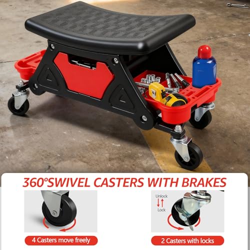Mechanic Stool, Garage Stool, 300 LBS Capacity Heavy Duty