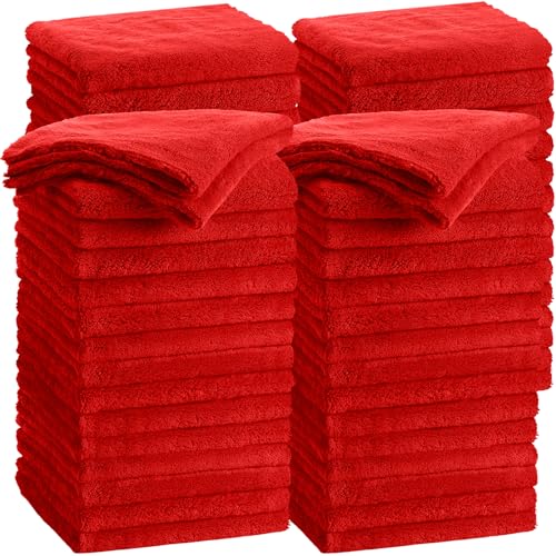 Shimeyao 30 Pcs 16 x 16 Inch Edgeless Microfiber Plush Towels for Cars Detailing Drying Wash Polishing Absorbent Cleaning Cloths, 500 GSM (Red) - color: Red, size: 16 x 16 Inch