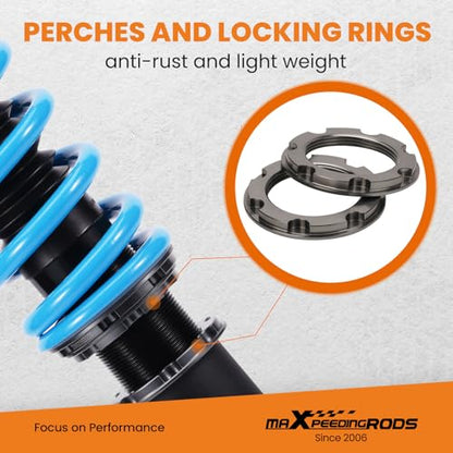 maXpeedingrods Coilover for Subaru Legacy 2015-2019, for Subaru Outback 2015-2019, 24 Levels Damper Adjustable Coilovers Suspension Kit Strut, Height Adjustable T6 Upgraded Lowering Kits Blue