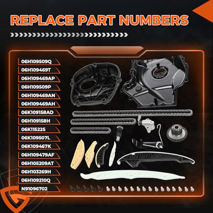 Engine Timing Chain Kit and Cover Gasket EA888 1.8&2.0L For Audi Q5 Volkswagen - size: EA888