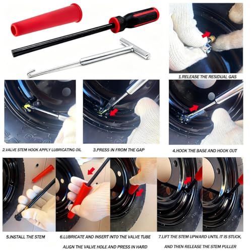 Valve Stem & Core Removal Replacement Tool Kit,Without Tire Removal
