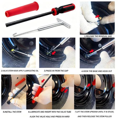 Valve Stem & Core Removal Replacement Tool Kit,Without Tire Removal