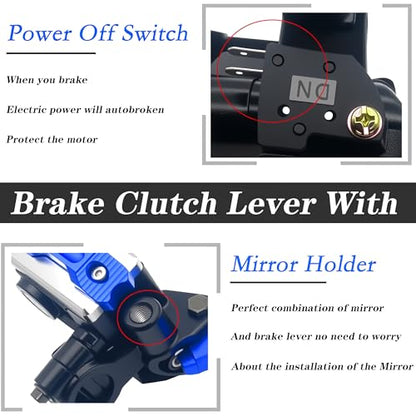 Universal Motorcycle 7/8" 22mm Handlebar Brake Master Cylinder Clutch Lever CNC Left & Right Set Compatible with Honda Kawasaki Suzuki Yamaha（ Piston Diameter 12.7mm (Blue) - color: Blue