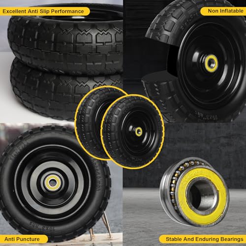13 Inch Solid Rubber Tires, 4.00-6 Tire Flat Free with 5/8" Bearings, 2.17" Offset Hub for for GOR Garden Carts, Garden Wagon Carts, Trolleys, Hand Trucks and Utility Cart(2 Pack) - size: 13 INCH - 2 PACK