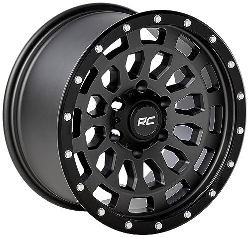 Rough Country 87 Series One-Piece Aluminum Wheel with Simulated Beadlock - 17x8.5, 6x5.5 Bolt Pattern, +0mm Offset, Gray/Black