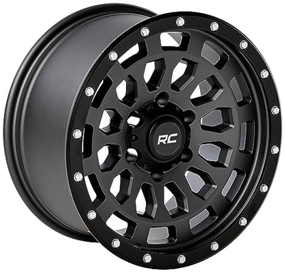 Rough Country 87 Series One-Piece Aluminum Wheel with Simulated Beadlock - 17x8.5, 6x5.5 Bolt Pattern, +0mm Offset, Gray/Black