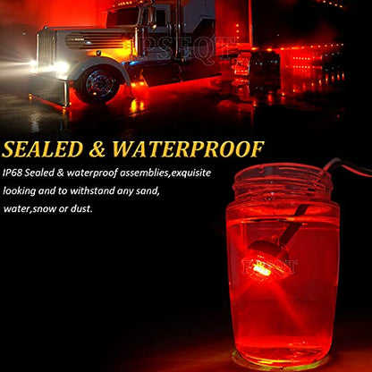 PSEQT 3/4 Inches Round Trailer LED Side Marker Lights Clearance Turn Signal Marker Bullet Light Waterproof for Pickup Truck Car Bus Wrangler Van RV ATV UTV 10Pcs Red Marker Light with Smoked Lens - color: Smoked Red