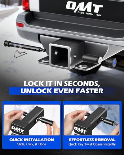 OMT 2 Pack Locking Hitch Pin Set with 5/8" Pin for 2 & 2.5 Receiver - color: Black, size: 2 & 2.5 in - 2 Pack