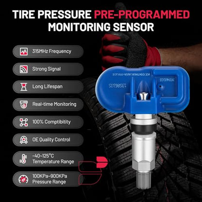 BDFHYK 315MHz TPMS Sensor Compatible with Chevy GMC Buick, Compatible with Cadillac Pontiac SAAB, Tire Pressure Monitoring System (TPMS) Sensors Replace# 13586335, 13581558, 15922396 Blue 4pcs - style: 25920615