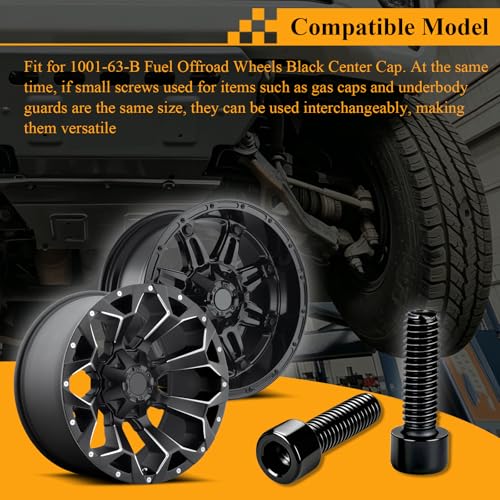 1001-63-B/1001-63GB Center Cap Screws w/Adapter, for Fuel Offroad Wheels - color: Black, Short
