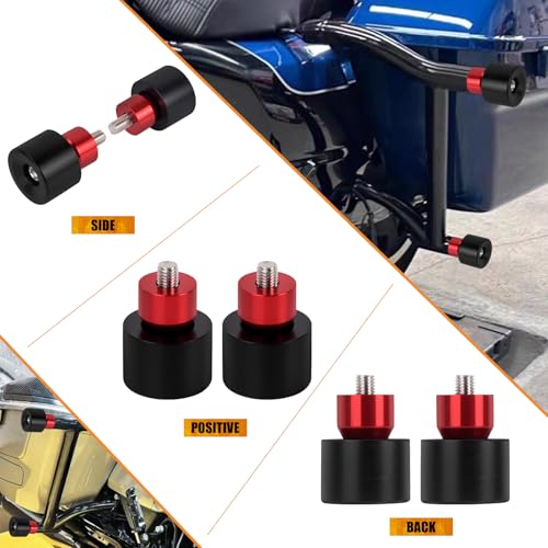 Crash Bar Wheel Screw Fit for Harley Touring and Softai - style: Black Wheel with Red Slider