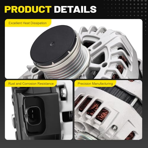 130 Amp Alternator Compatible with Chevrolet Cruze 2012-2015 1.4L Cruze Limited 2016 1.4L Replaces 11654N 13573791 13577411 13581891 13588290 13597227 CW Rotation 5-Groove Pulley