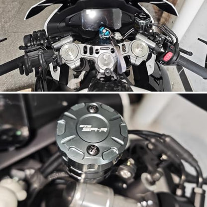 CNC Aluminum Motorcycle Brake Fluid Reservoir Cap, Front Master Cylinder Cover for CFMOTO 675SS 675SR 675SR-R 675NK, Coolant Reservoir Tank Cover Oil Cup Cap (Red) - color: Red