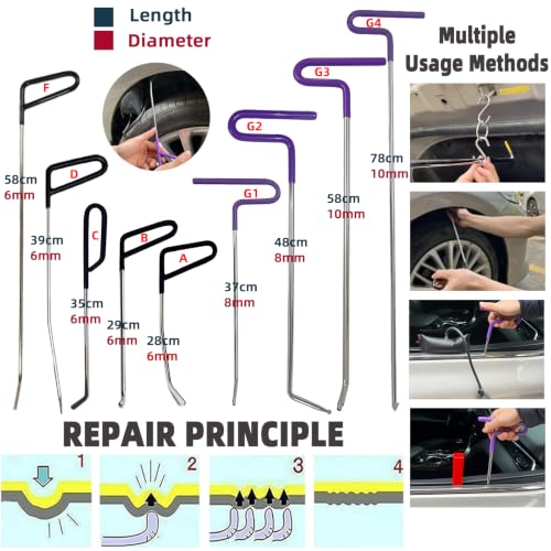 190pcs/set Auto Body Dent Repair Tools Kit,Car Dings Repair,Paintless Bodywork Dent Pulling Tool,Dent Puller Lifter,Multi-funtional Bridge Puller Tools Set (Whole Car Repair Tools Set)