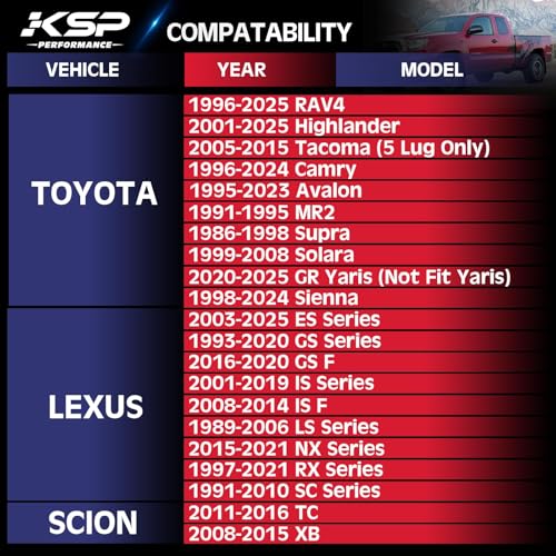 KSP 1inch 5x114.3 Wheel Spacers Fit Tacoma Camry RAV4 Lexus IS250, 5 Lug Hubcentric 5x4.5 Forged Wheel spacers 25mm for Lexus G35 ES300 ES350 with 12x1.5 Studs 60.1mm Hub Bore, Set of 4 - size: 60.1mm Hub Bore