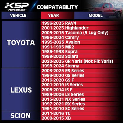 KSP 1inch 5x114.3 Wheel Spacers Fit Tacoma Camry RAV4 Lexus IS250, 5 Lug Hubcentric 5x4.5 Forged Wheel spacers 25mm for Lexus G35 ES300 ES350 with 12x1.5 Studs 60.1mm Hub Bore, Set of 4 - size: 60.1mm Hub Bore