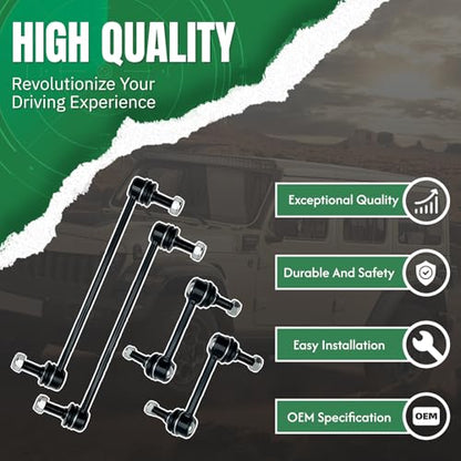 4Pcs Front Rear Stabilizer Sway Bar End Links Compatible with Ford Explorer 11-18, Police Interceptor Utility 13-18 2011 2012 2013 2014 2015 2016 2017 2018#OE K750393 K750394 K750616 K750617 - size: K750393&K750616-4PC