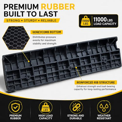 Heavy Duty Rubber Curb Ramps, 2'' Rise, 2 Pack, 11000 LBS Capacity - size: 2" H