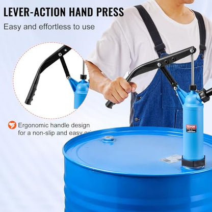 VEVOR Drum Pump, 9.5 oz. Per Stroke, Lever-Action Barrel Pump, Fits 5-55 Gallon Drums with 3-Section Suction Tube Assembly & Hose, Hand Operated, Designed to Transfer Water, Alcohol, Corrosive Liquids