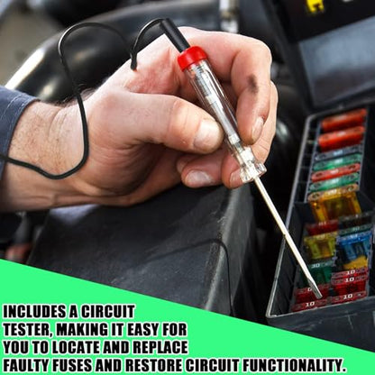 306PCS Car Fuse Assortment Kit, Mixed Vehicle Blade Fuses Standard & Mini & Low Profile with Fuse Puller & Circuit Tester, 2A 5A 7.5A 10A 15A 20A 25A 30A 35A Replacement for RV, Truck, Auto, SUV