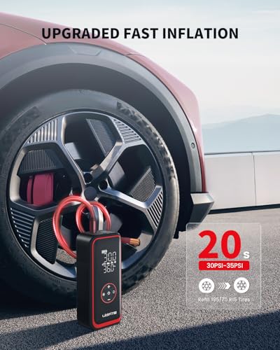 LASFIT TK1 Pro Tire Inflator Portable Air Compressor [5X Faster Inflation] 150PSI Tire Inflator 16000mAH Battery Operated Air Pump for Car Tires with Digital Pressure Gauge, Smart Auto Stop - style: TK1 Pro