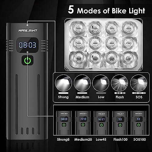 Bike Lights,Bike Light for Night Riding,10000Lumen LED Bike Headlight,Rechargeable Bike Headlight,Bright Bike Lights Front and Back with High Beam&Low Beam Light,Free Taillights - color: BLACK 12 LED