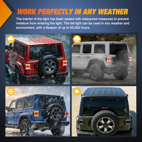 Nilight JL Tail Light LED Smoked Lens DOT APPROVED for 2018-2026 Wrangler - color: JL 2018-2026 Tail Light