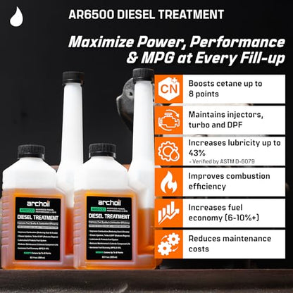 Archoil AR6500 Diesel Treatment (10.1 oz) - Four Pack - Treats 400 Gallons - Additive for All Diesel Vehicles… - size: 10.1 oz Four Pack