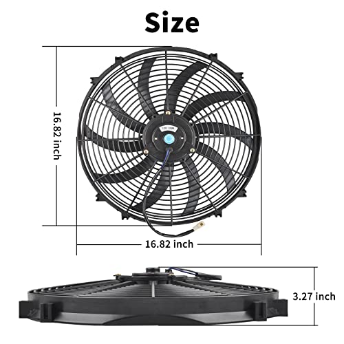 16 Inch Black Universal Slim Fan Push Pull Electric Radiator 12V 120W High Performance Cooling Fan Mount Kit Set of 2 - color: Black, size: 16 Inch-2 Pieces