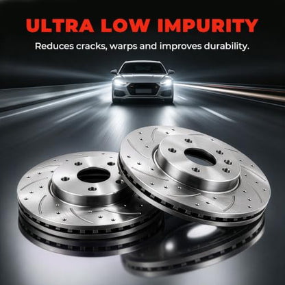 10.87 inch Front Drilled&Slotted Brake Rotores and Ceramic Pads - size: S-55185+D1522