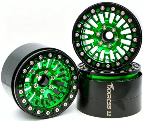 198g Super Heavy Duty 2.2 Beadlock Wheel Rims for 1/10 RC Crawle (Green Black) - color: Green Black