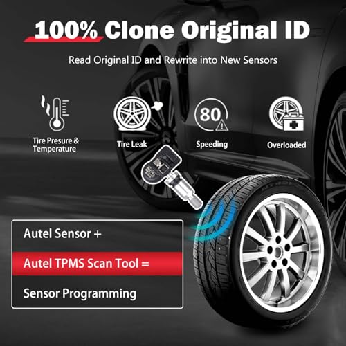 Autel TPMS Sensors MX Sensor 8pcs Tire Sensor Dual Frequency 315MHz&433MHz Universal Autel MX Sensor Metal Stem Programmable by TS508 TS408 TS508WF TS608 MS906TS ITS600 MS906PRO-TS - size: 8pcs TPMS Sensor