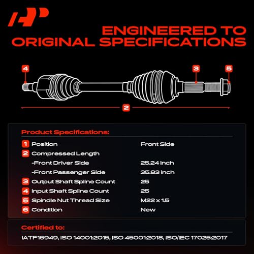 A-Premium Front CV Axle Shaft Assembly for Nissan Models - style: Front Driver and Passenger Side