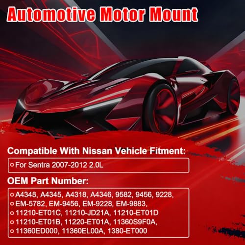 4PCS Engine Motor Mount Set Compatible with Nissan Sentra 2.0L 2007-2012 - size: Sentra 2007-2012