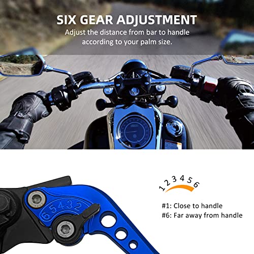 M MATI Upgrade Universal 7/8" 22mm Handlebar Brake Master Cylinder Clutch Lever Set Left & Right Motorcycle Levers Compatible with Yamaha Honda Kawasaki Suzuki Harley(Blue) - color: Blue